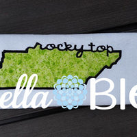 State of Tennessee with Rocky Top Signature Machine Applique Embroidery design