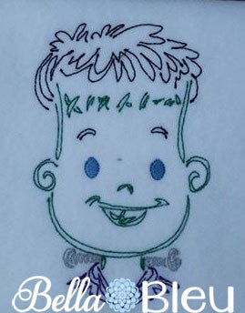 Colorwork Redwork Adorable Halloween Frank Frankenstein Machine Embroidery Design
