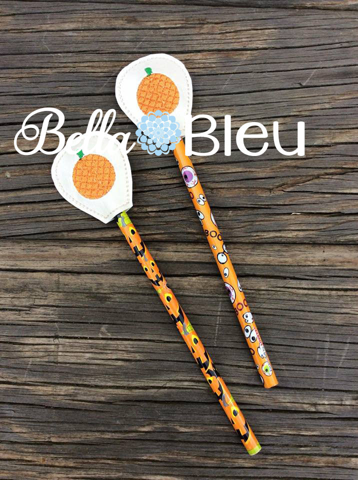 ITH In the hoop Pencil Toppers with fall pumpkin machine embroidery design