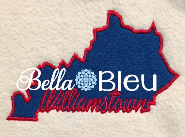 State of Kentucky & Williamstown signature applique machine embroidery design