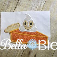 Pumpkin Pie Slice with Emoji Whip Cream Machine Applique Embroidery Design