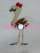 Exclusive Ostrich Girl with Bow Bird Machine Applique Embroidery Design