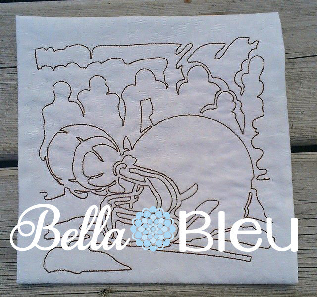 Football helmet and ball quick stitch quilting redwork machine embroidery design