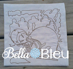 Football helmet and ball quick stitch quilting redwork machine embroidery design