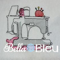 Beautiful Sewing Machine #2 Colorwork Redwork Embroidery Design