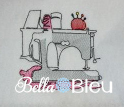 Beautiful Sewing Machine #2 Colorwork Redwork Embroidery Design