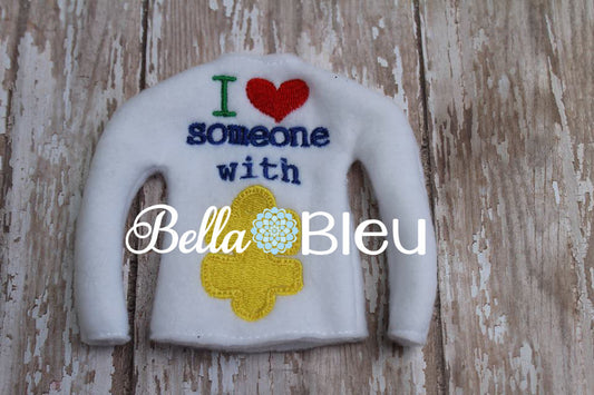 ITH In the hoop Elf I love someone with Autism Sweater Shirt Embroidery design