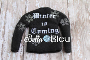 ITH In The Hoop Elf Inspired Game of Thrones "Winter is Coming" Sweater Shirt Embroidery Design