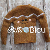 ITH In The Hoop Elf Gingerbreadman Sweater Shirt Embroidery Design