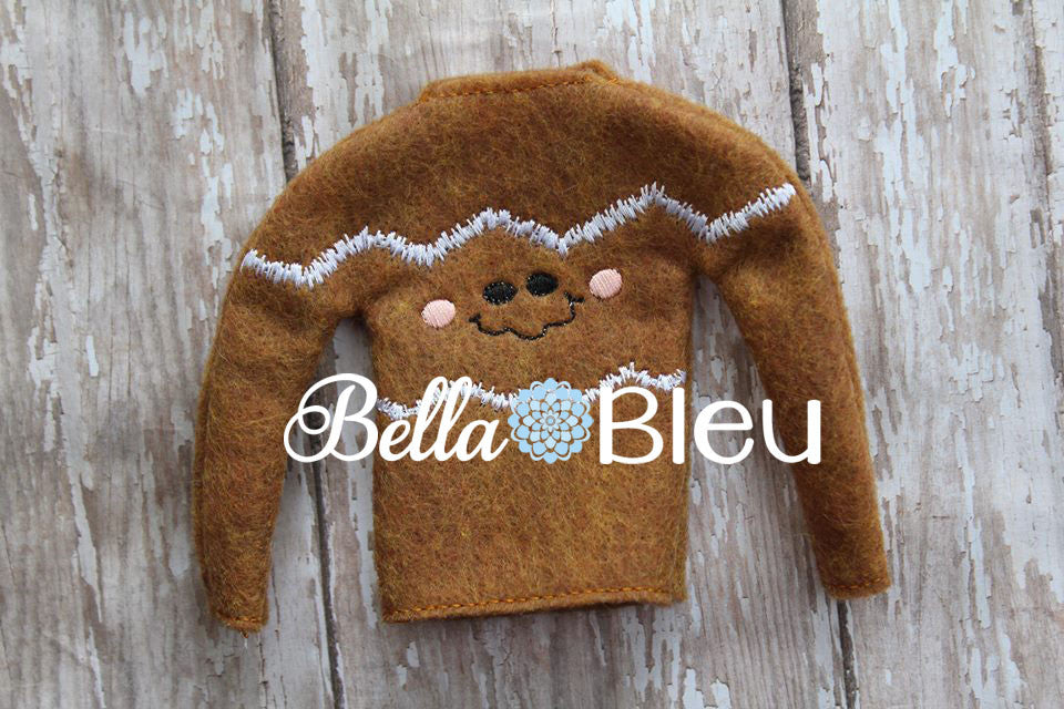 ITH In The Hoop Elf Gingerbreadman Sweater Shirt Embroidery Design