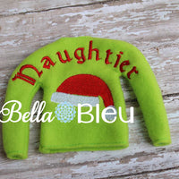 ITH In The Hoop Elf "Naughtier" Sweater Shirt Machine Embroidery Design