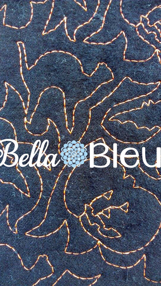 Stipple Halloween Pumpkins Cats Quilting Stitch Machine Embroidery Design