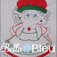 Mrs Santa Claus Christmas Redwork Colorwork Machine Embroidery Design