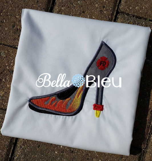 Sexy Fireman Firewomen Heel Machine Applique Embroidery design