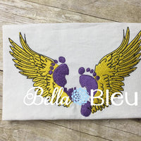Baby Infant Loss Baby Feet Angel Wings Machine Filled Embroidery Design