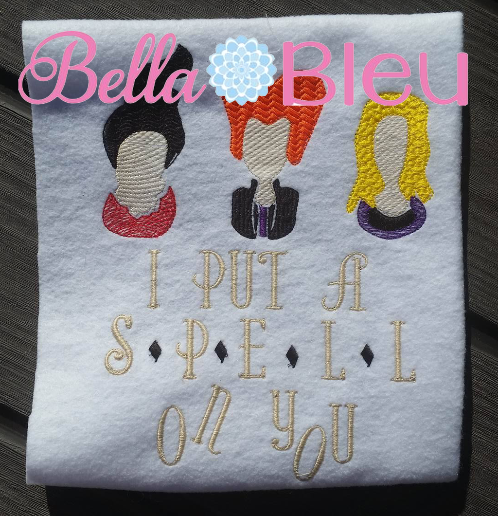 Inspired Sanderson Sisters trio sketchy machine embroidery design
