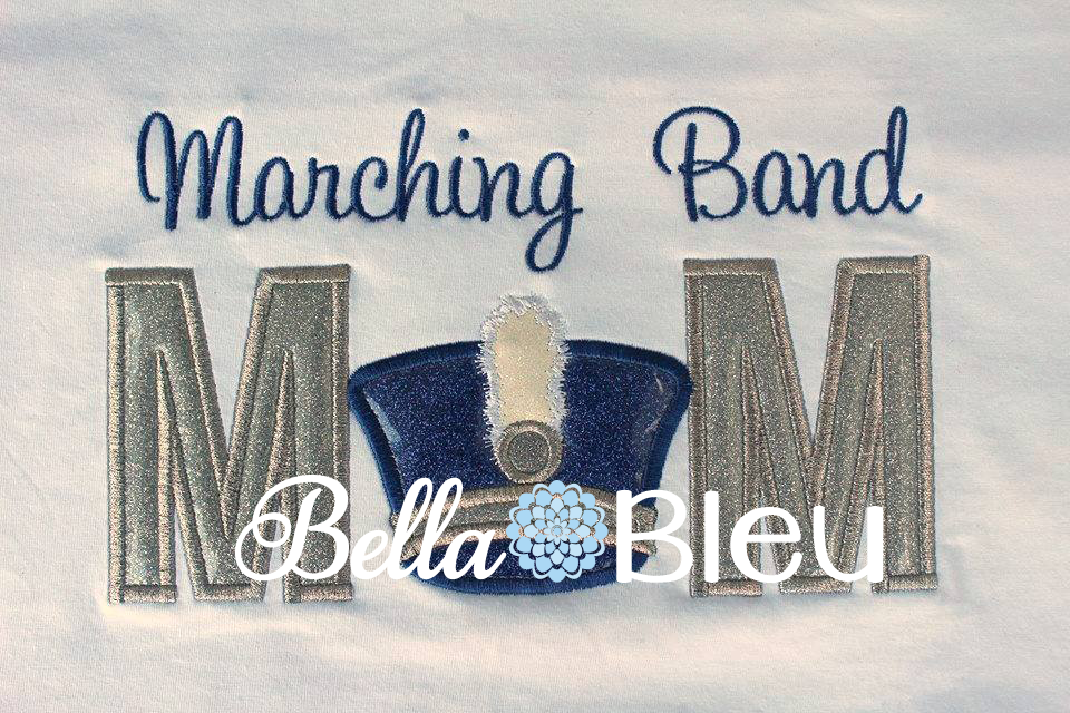 Marching Band Mom with Shako Hat Applique Machine Embroidery Design