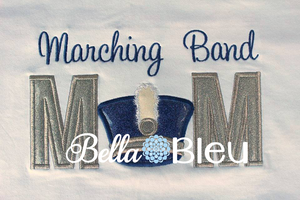 Marching Band Mom with Shako Hat Applique Machine Embroidery Design