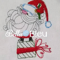 Santa Claus On Christmas Present Redwork Colorwork Machine Embroidery design