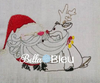 Santa Claus and Rudolph Colorwork Redwork Machine Embroidery Design