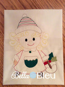 Christmas Elf Girl Quick Stitch Redwork Colorwork Machine Embroidery Design Exclusive to BBE