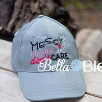 Messy Hair don't Care Baseball hat cap Machine Embroidery Design, Heart Embroidery design