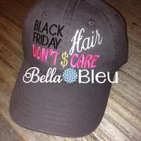 Black Friday Hair Don't Care Baseball Hat Cap Machine Embroidery Design