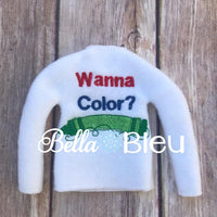 ITH Wanna Color Crayon Elf Sweater Shirt Machine in the hoop embroidery design