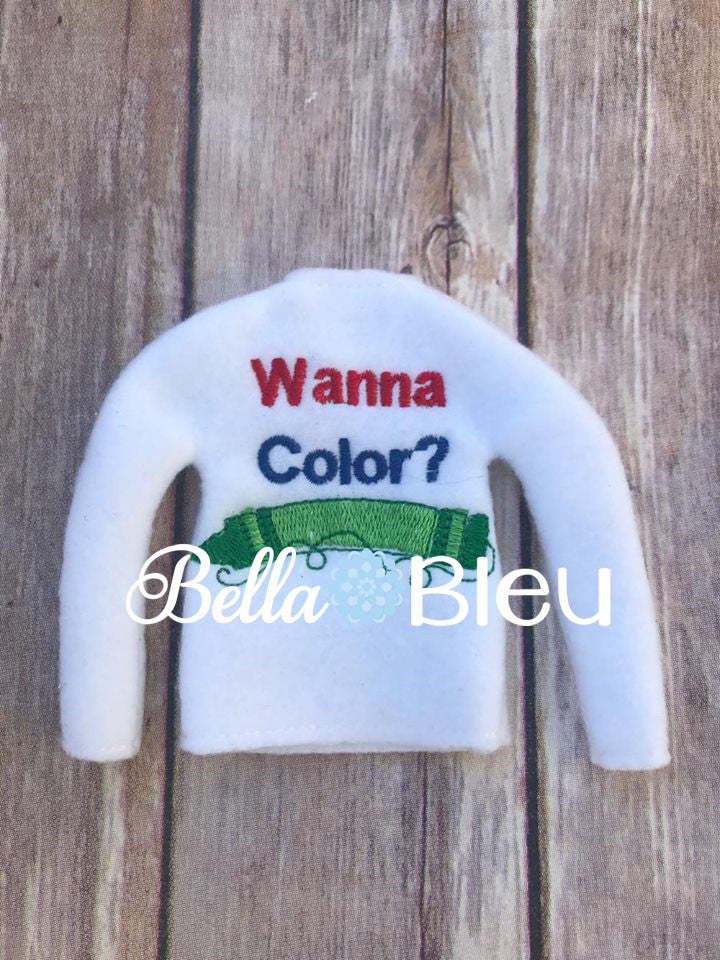 ITH Wanna Color Crayon Elf Sweater Shirt Machine in the hoop embroidery design