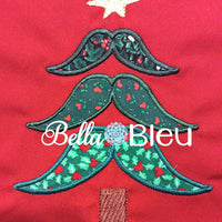 Christmas Mustache Tree Machine Applique Design