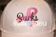 Cancer Sucks Awareness Ribbon Hat Machine Embroidery design