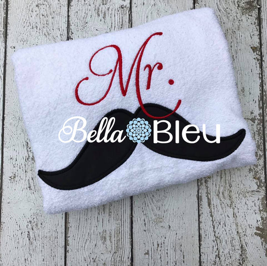 Wedding Mr. Mustache Machine Applique Embroidery Design