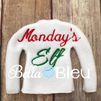 Monday's Elf Elf Sweater Shirt in the hoop machine embroidery design