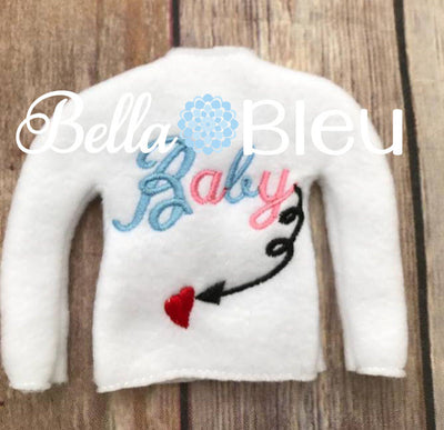Baby Expecting Elf Sweater Shirt in the hoop machine embroidery design