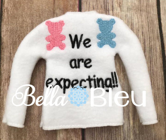 We're Expecting Baby Elf Sweater Shirt In the hoop machine embroidery design