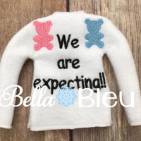 We're Expecting Baby Elf Sweater Shirt In the hoop machine embroidery design