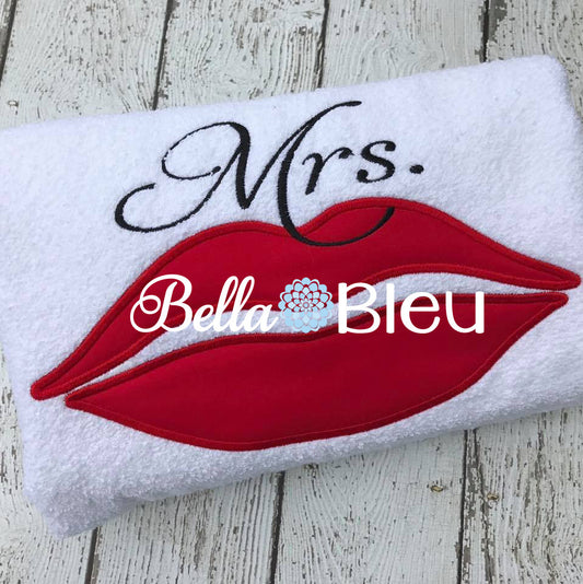 Wedding Mrs. Lips Machine Applique Embroidery Design