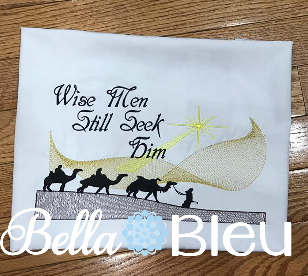 Wise Men Still Seek Him Nativity Christmas Sketchy Machine Embroidery Design