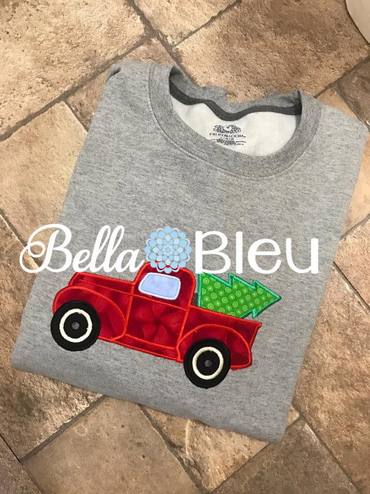 Vintage Truck Hauling a Christmas Tree Machine Applique Embroidery Design