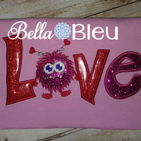 Love Monster Valentines Machine Applique Embroidery Design