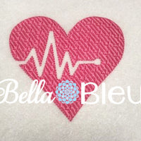 EKG Heart Heartbeat Patterned Filled Embroidery design