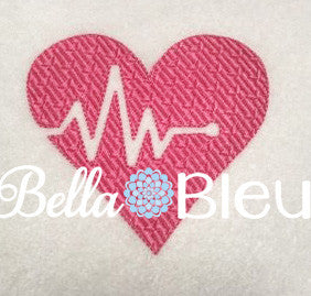 EKG Heart Heartbeat Patterned Filled Embroidery design