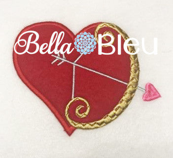 Cupid's Heart with Bow Machine Applique Embroidery Design