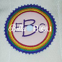 Rainbow Monogram Frame St Patricks Lucky Charm Machine Applique Embroidery design