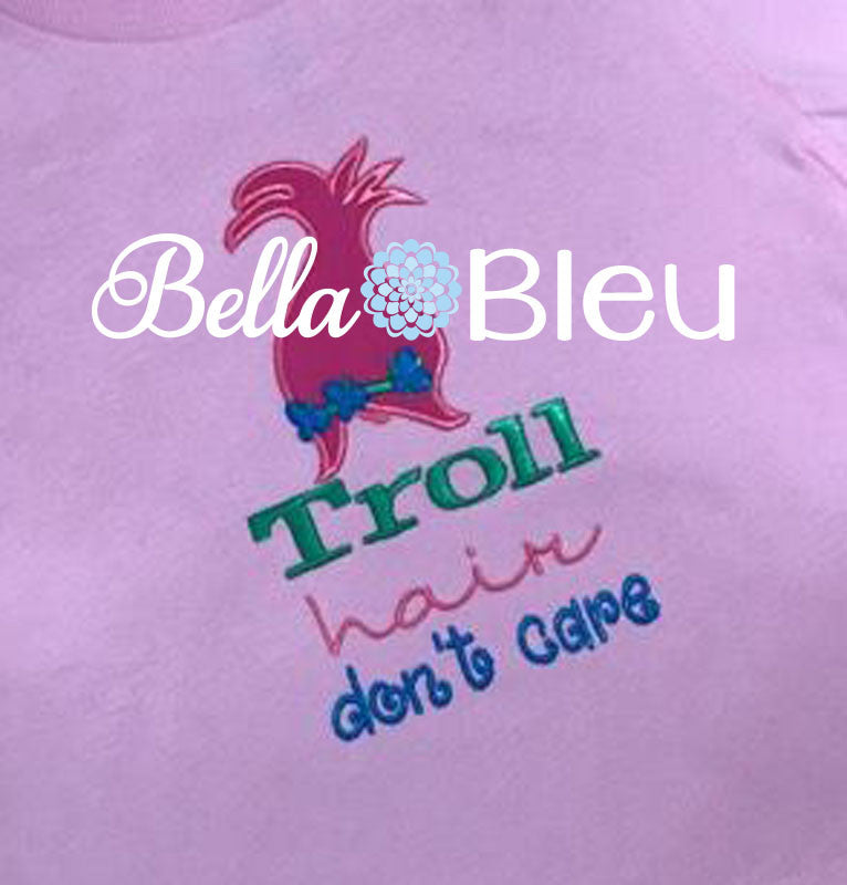 Troll Hair Don't Care Saying Machine Applique Embroidery Design