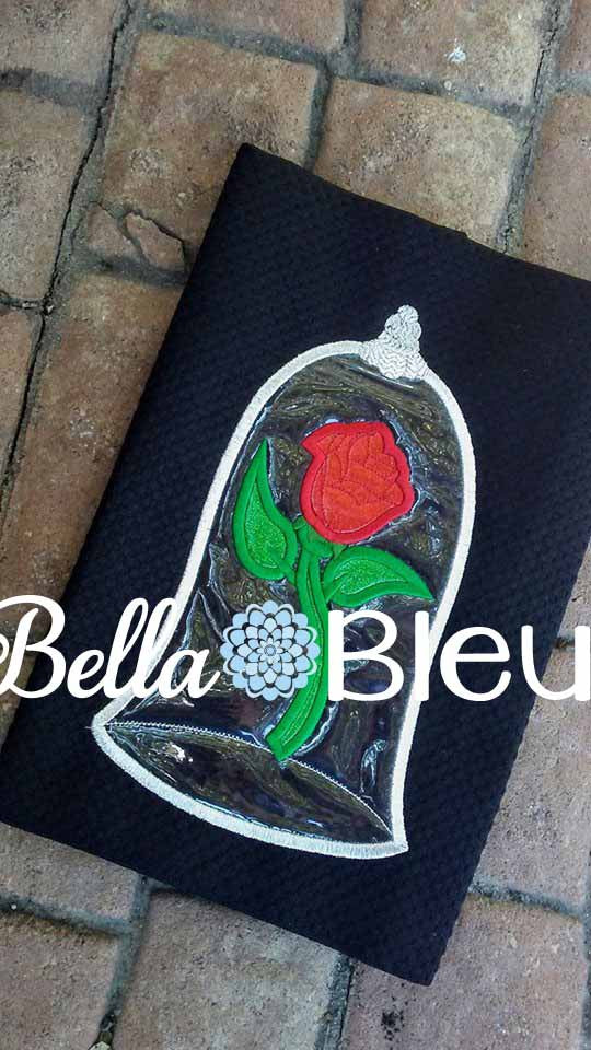Inspired Beauty & the Beast Rose in Glass Machine Applique Design