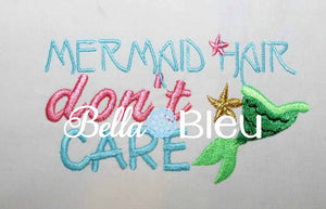 Mermaid Hair Don't Care Baseball hat cap machine embroidery design