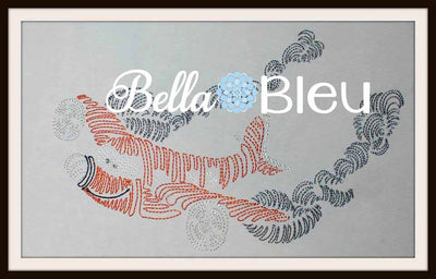 Airplane 2 Quick Stitch Redwork Colorwork Machine Embroidery Design