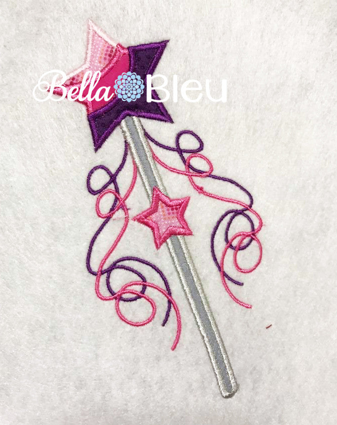 Princess Mardi Gras Wand Machine Applique Embroidery design