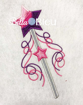 Princess Mardi Gras Wand Machine Applique Embroidery design